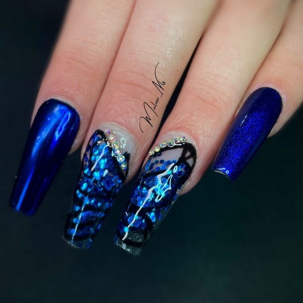 mlnls bleu motif strass